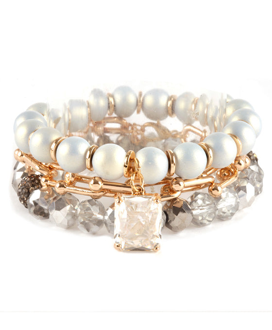Semi Precious Glass Bead Link Bracelet