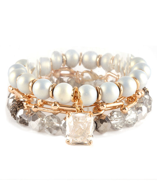 Semi Precious Glass Bead Link Bracelet