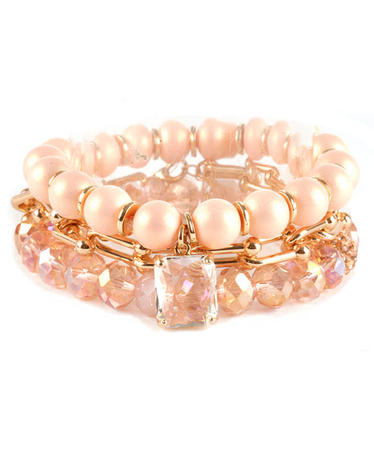 Semi Precious Glass Bead Link Bracelet