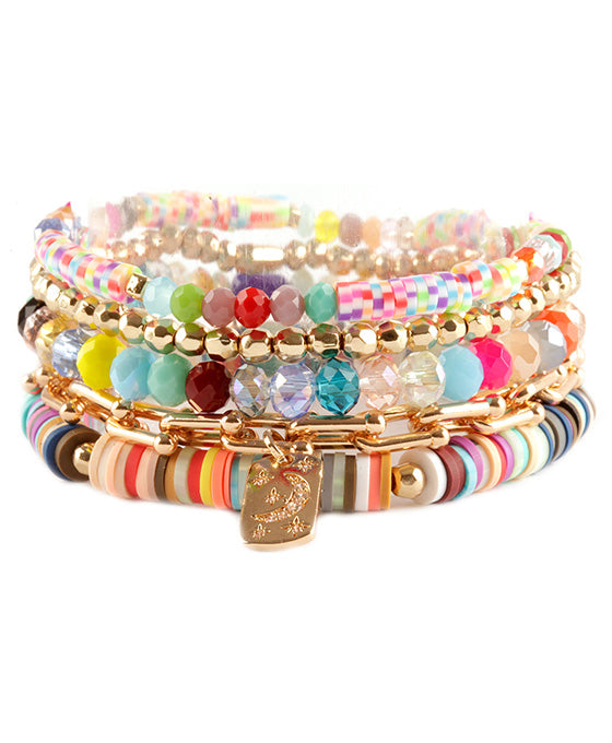 Fimo Glass Bead Elastic Bracelet