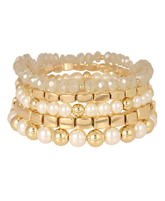 Pearl & Metal Nugget Stackable Bracelet