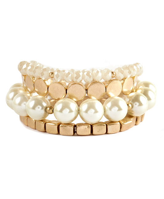 Pearl & Metal Nugget Stackable Bracelet