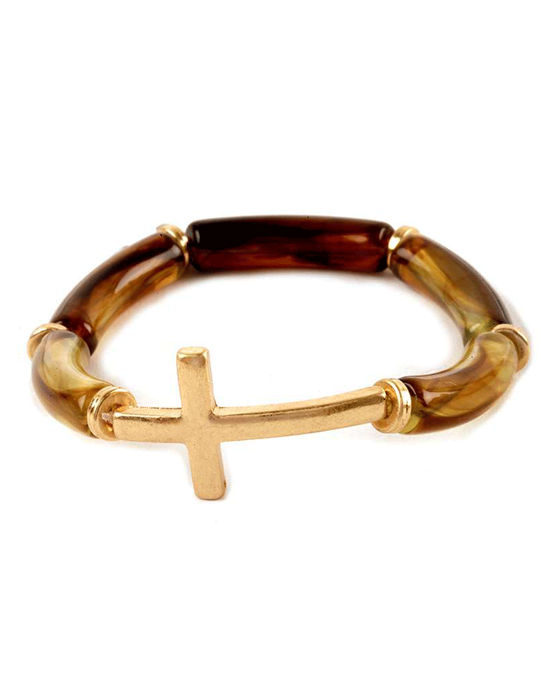 Cross Acetate Pipe Elastic Bracelet