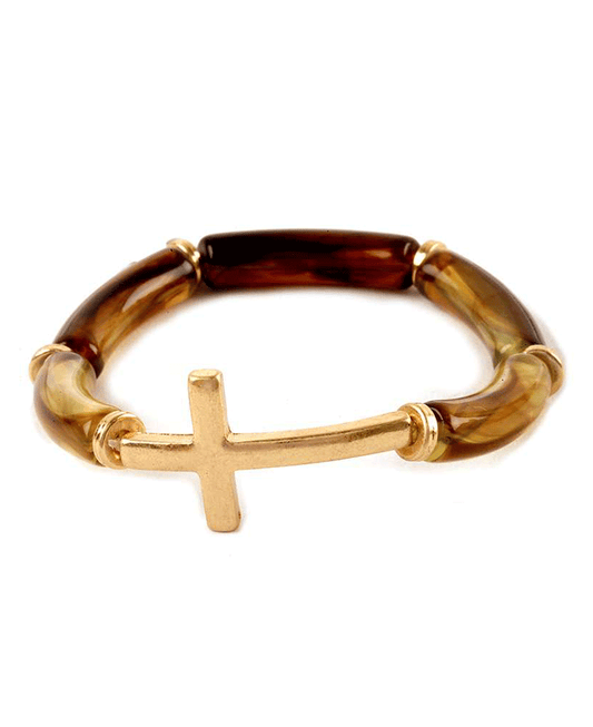 Cross Acetate Pipe Elastic Bracelet