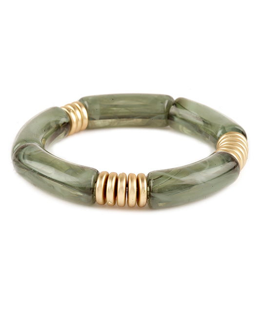 Metal Disc Resin Elastic Bracelet