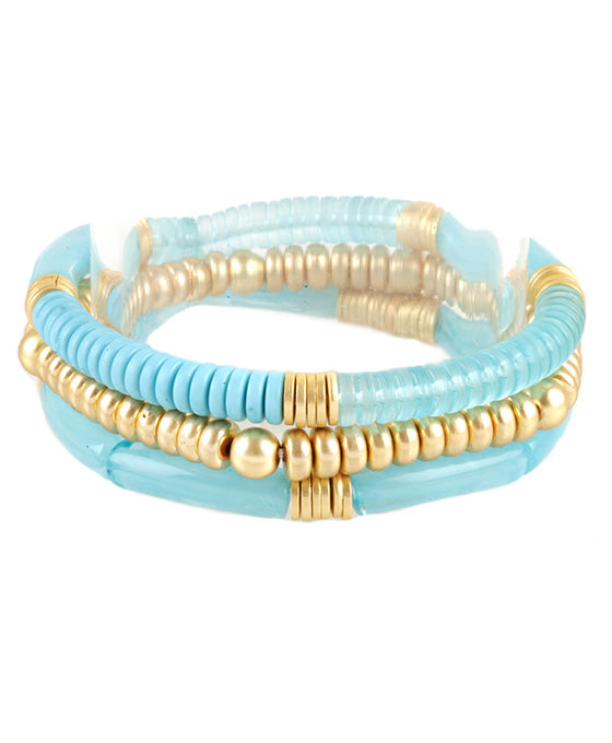 Acetate Pipe & Metal Multi Stackable Bracelet