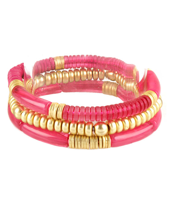 Acetate Pipe & Metal Multi Stackable Bracelet