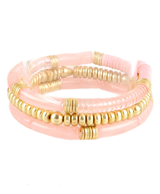 Acetate Pipe & Metal Multi Stackable Bracelet