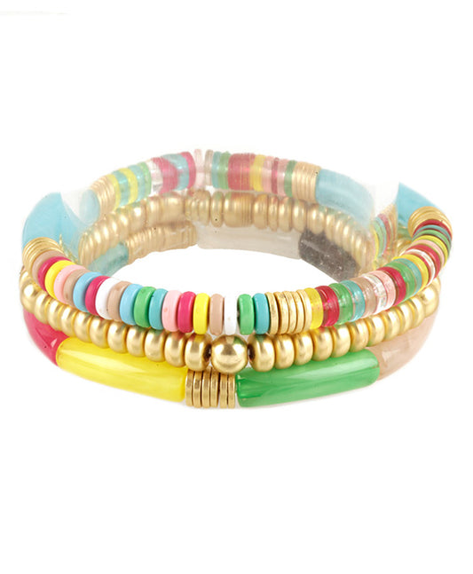 Acetate Pipe & Metal Multi Stackable Bracelet