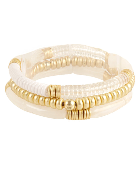Acetate Pipe & Metal Multi Stackable Bracelet