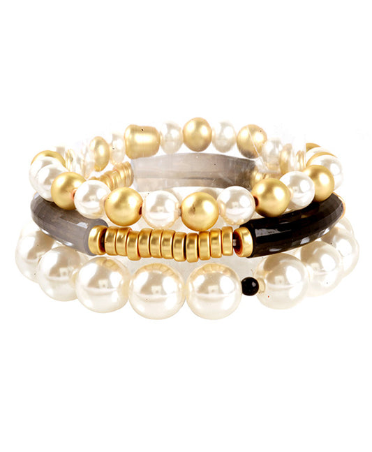 Acetate Pipe Metal Multi Stackable Bracelet
