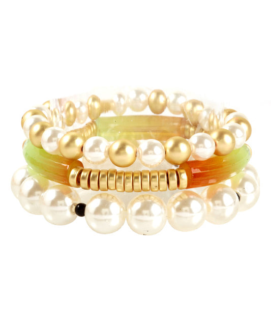 Acetate Pipe Metal Multi Stackable Bracelet