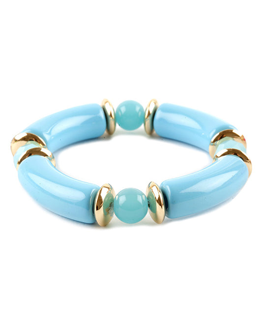Acetate Pipe & Glass Bead Elastic Bracelet
