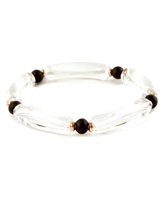 Acetate Pipe & Wood Elastic Bracelet