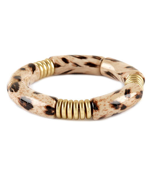 Acetate Pipe Animal Print Elastic Bracelet