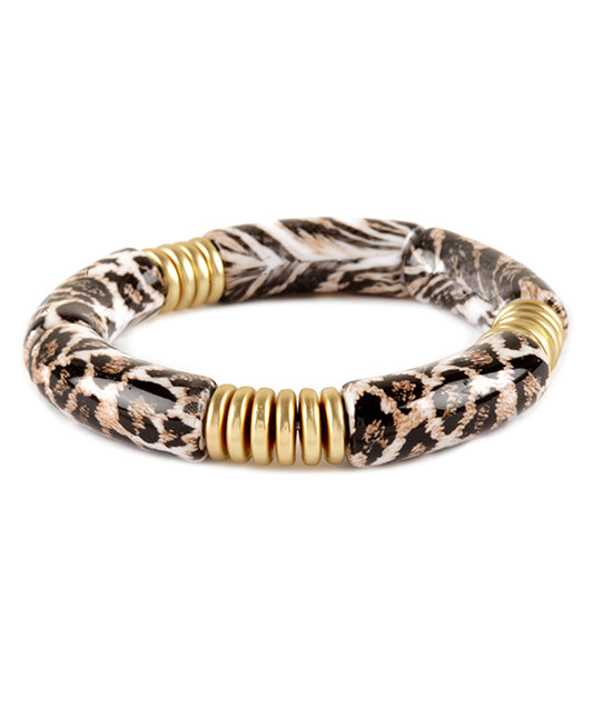 Acetate Pipe Animal Print Elastic Bracelet