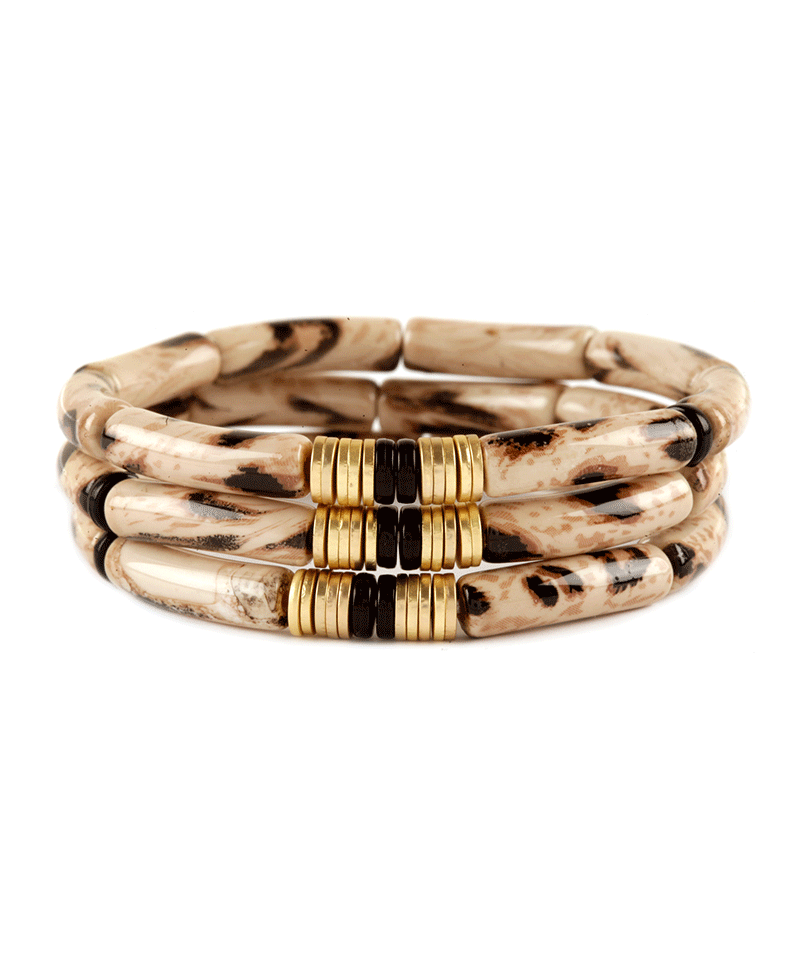 Acetate Pipe Animal Print Multi Bracelet
