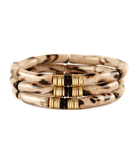 Acetate Pipe Animal Print Multi Bracelet