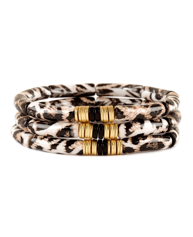 Acetate Pipe Animal Print Multi Bracelet