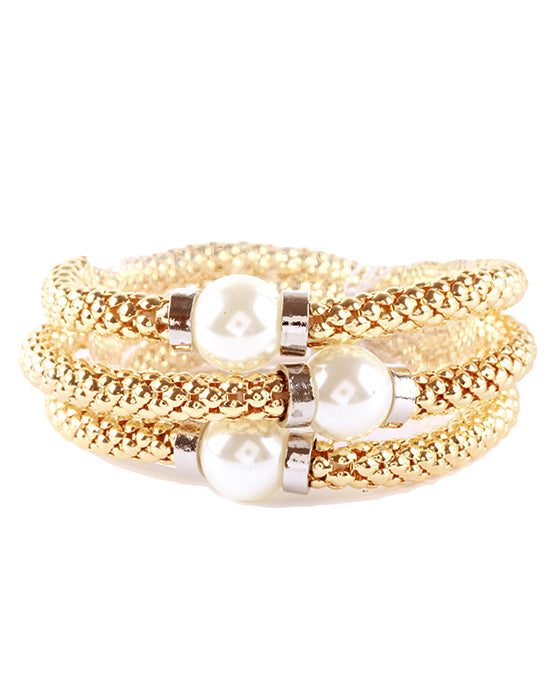 Metal Plastic Pearl Stackable Bracelet