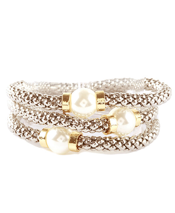 Metal Plastic Pearl Stackable Bracelet