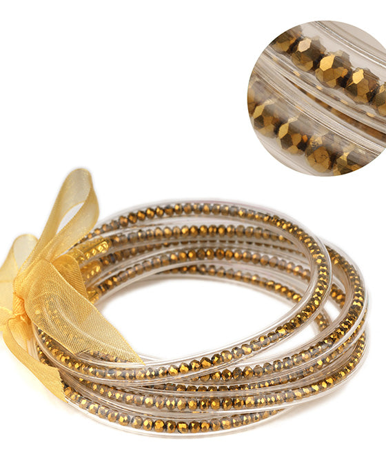 Plastic Tube Glass Bead Stackable Bracelet