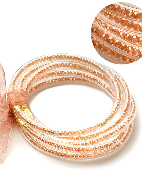 Plastic Tube Glass Bead Stackable Bracelet