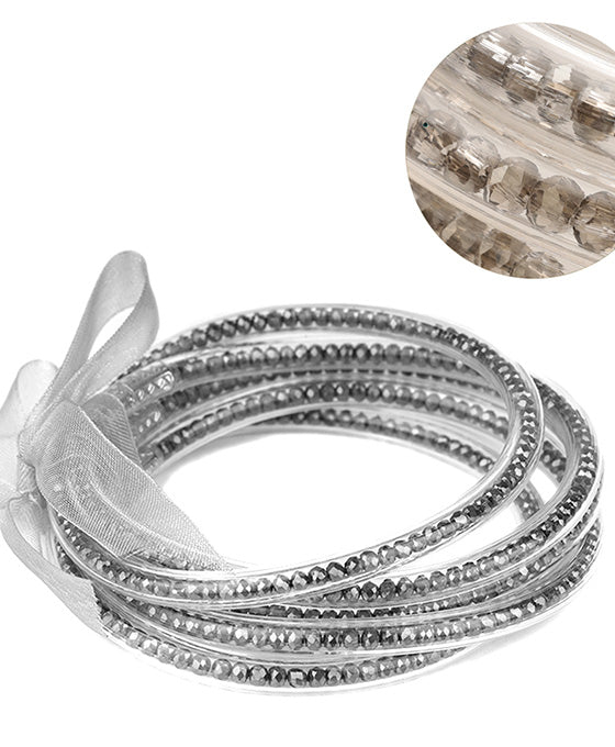 Plastic Tube Glass Bead Stackable Bracelet