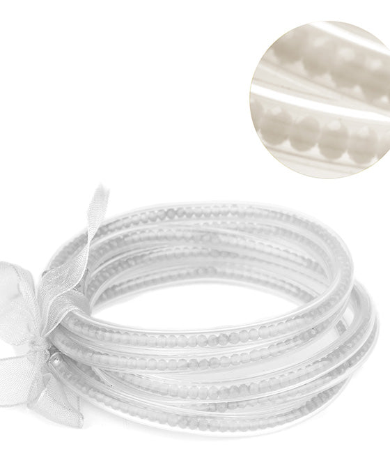 Plastic Tube Glass Bead Stackable Bracelet