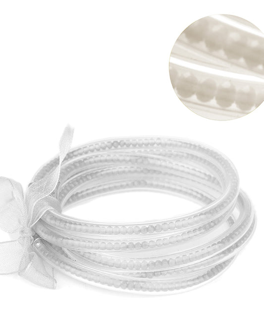Plastic Tube Glass Bead Stackable Bracelet