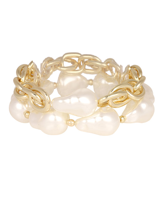 Pearl & CCB Multi Stackable Elastic Bracelet