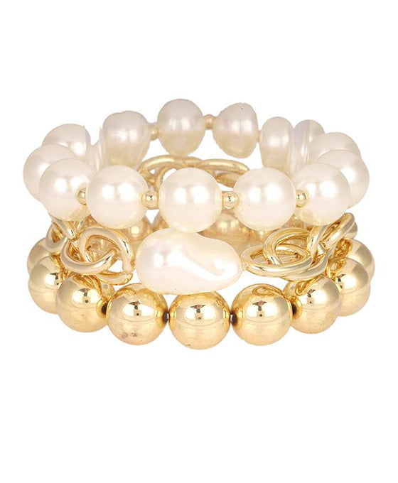Pearl & CCB Multi Elastic Bracelet