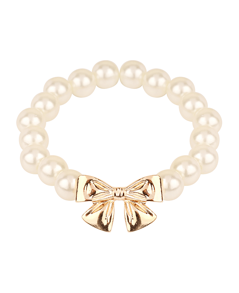 Bow Accent Pearl Elastic Bracelet