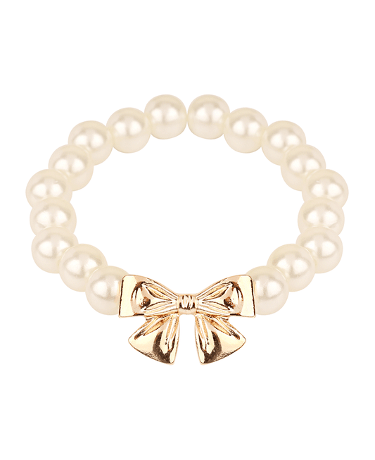 Bow Accent Pearl Elastic Bracelet