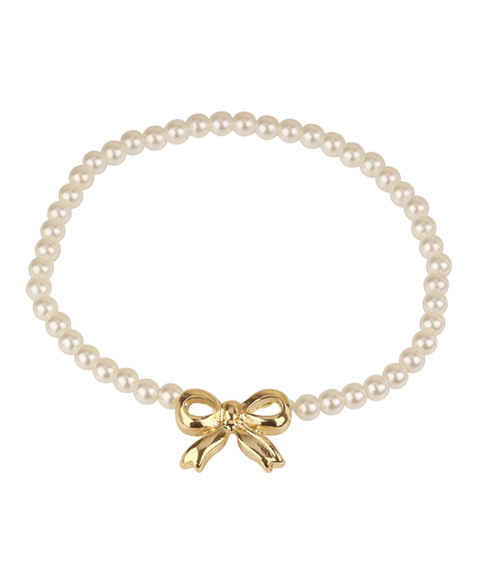 Metal Bow Pearl Elastic Bracelet