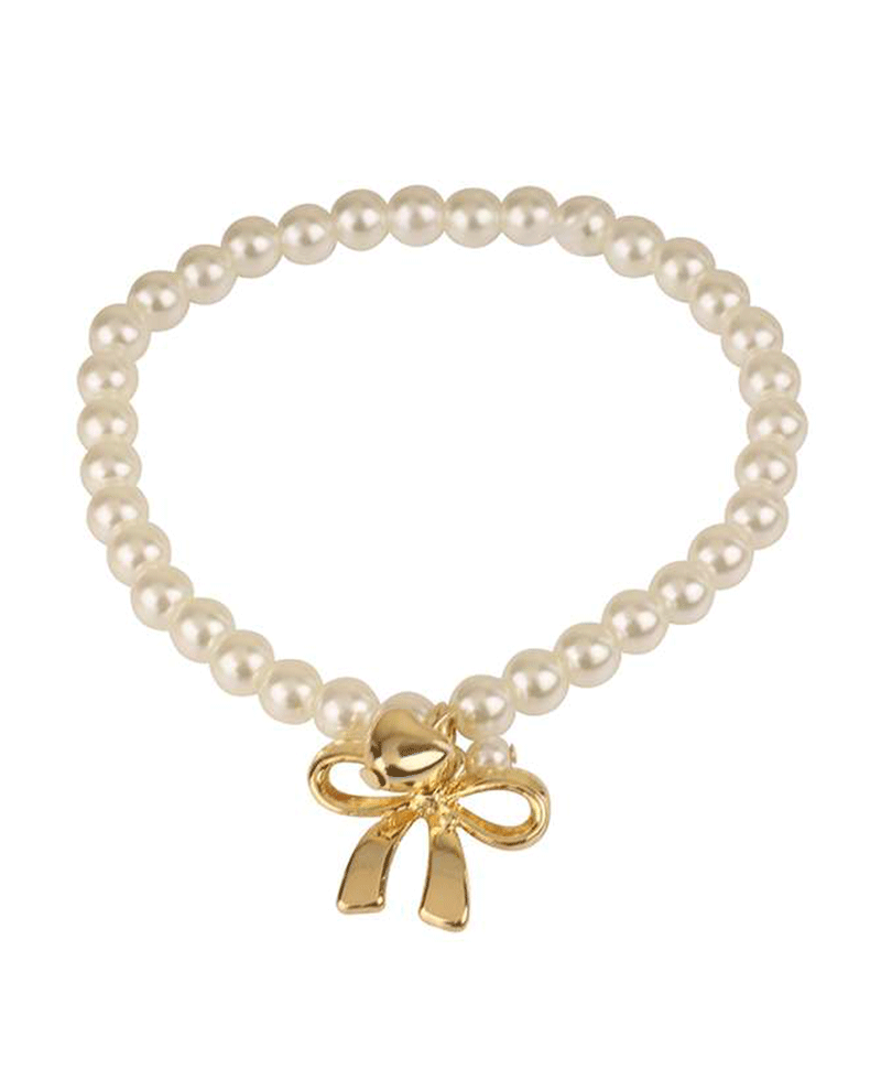 Metal Bow Pearl Elastic Bracelet