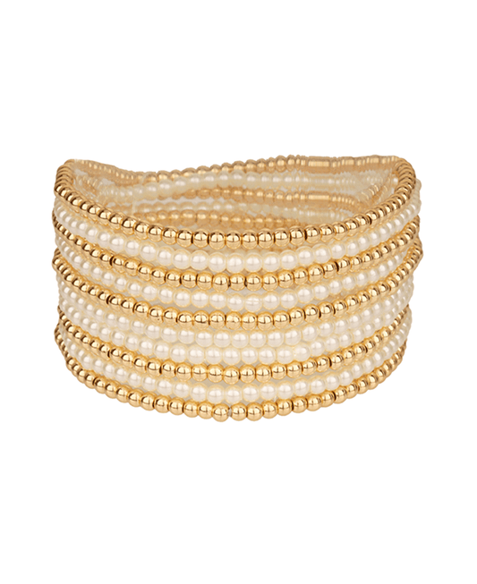 3mm CCB Ball & Pearl Multi Elastic Bracelet