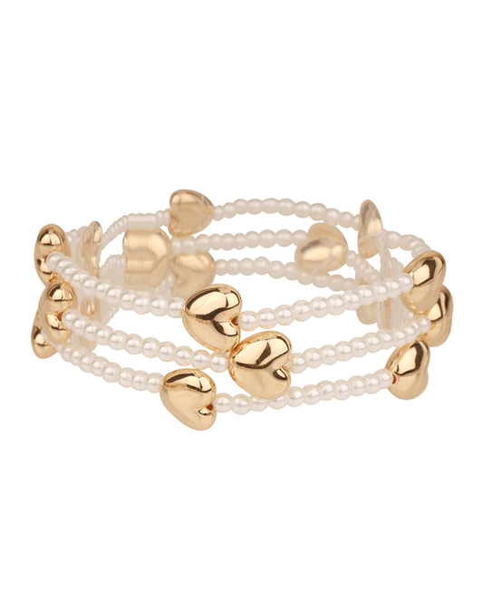 CCB Heart Pearl 3 Set Bracelet