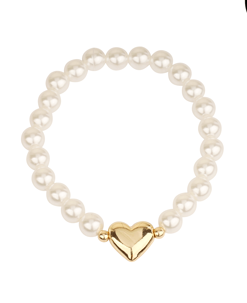 8mm Pearl w/ 13mm CCB Heart Bracelet
