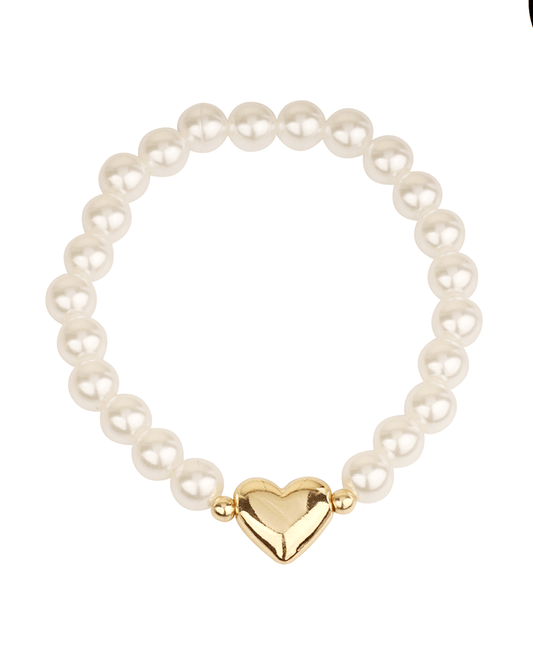 8mm Pearl w/ 13mm CCB Heart Bracelet