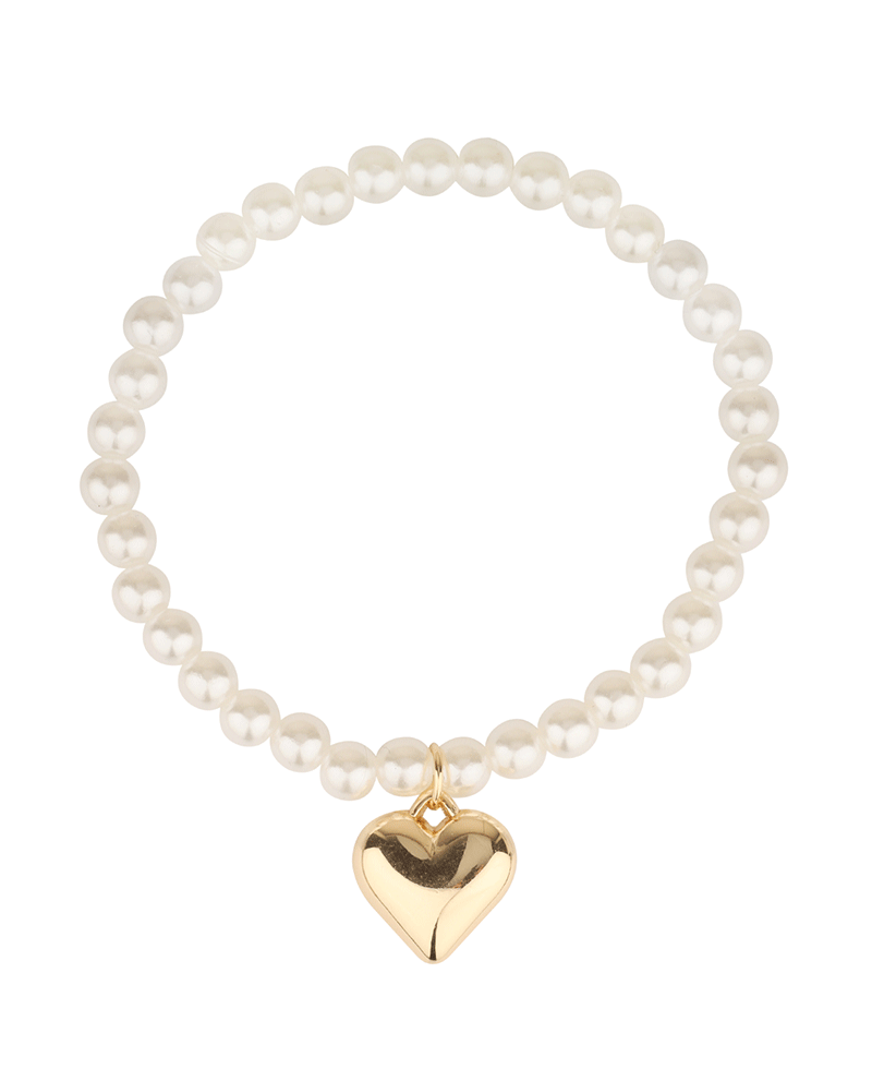6mm Pearl w/ 15mm Heart Bracelet