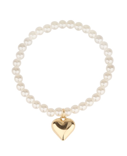 6mm Pearl w/ 15mm Heart Bracelet