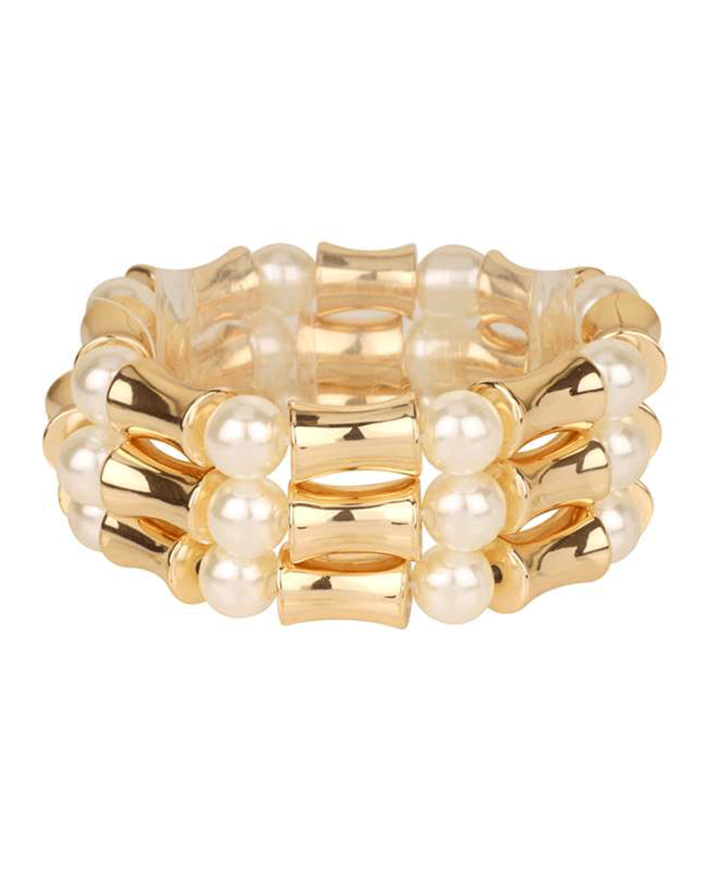 Pearl & Bamboo CCB Elastic Bracelet