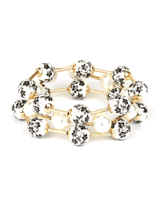 Ceramic & Pearl Bar Elastic Bracelet