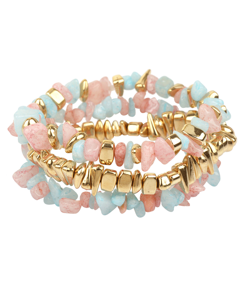 Multi Plastic Bead Elastic Bracelet