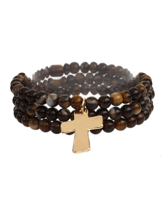 Resin Bead w/ Cross Multi Elastic Bracelet