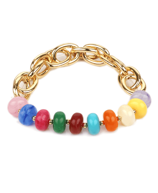 Marble Bead Link Elastic Bracelet