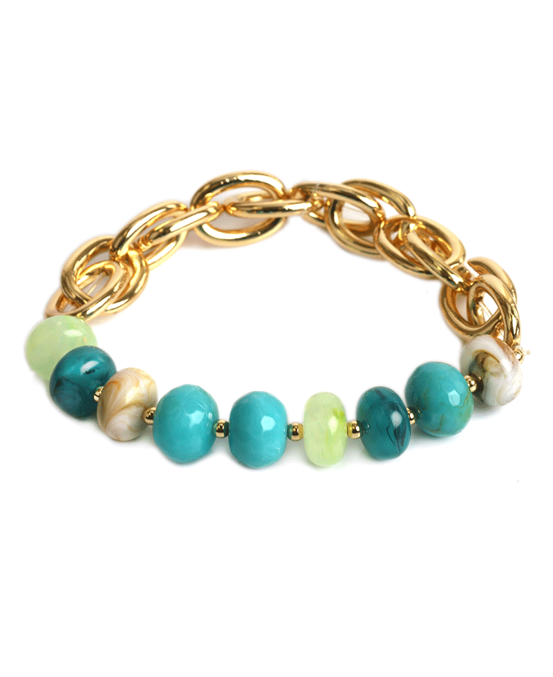 Marble Bead Link Elastic Bracelet