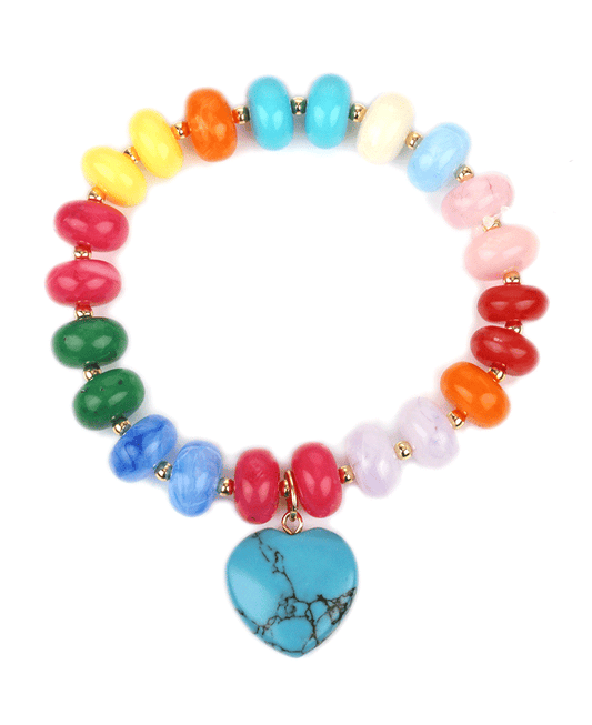 Marble Bead Heart Color Coating Bracelet