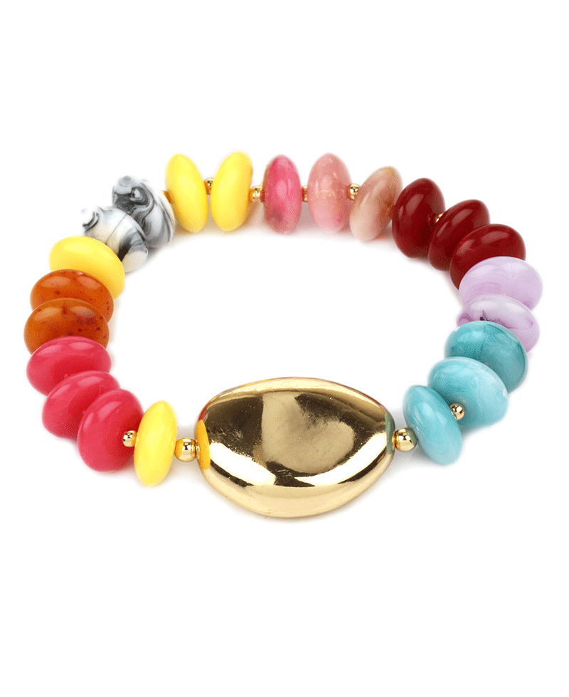 Marble Bead w/ CCB Elastic Bracelet